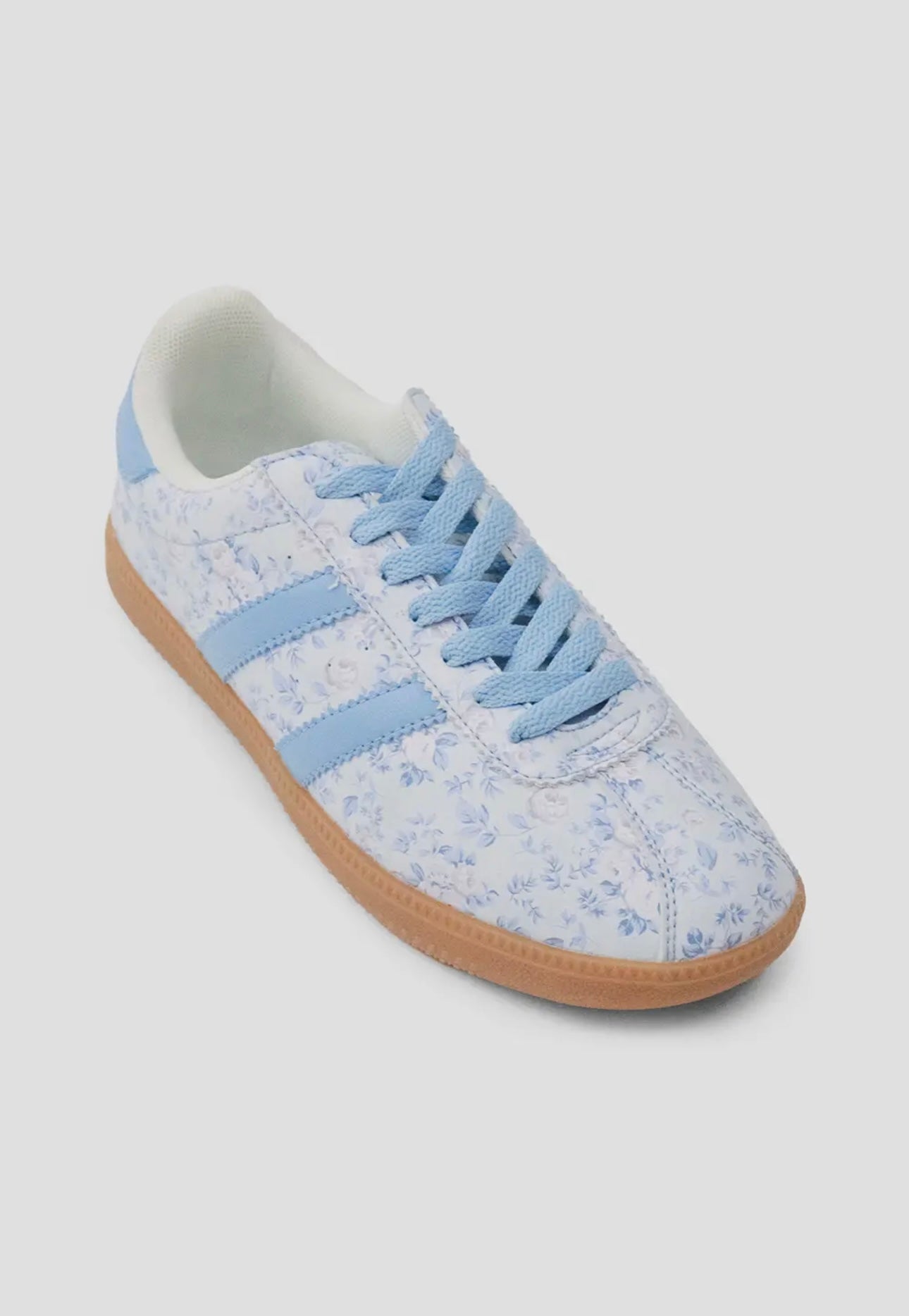 blue coquette floral sneakers