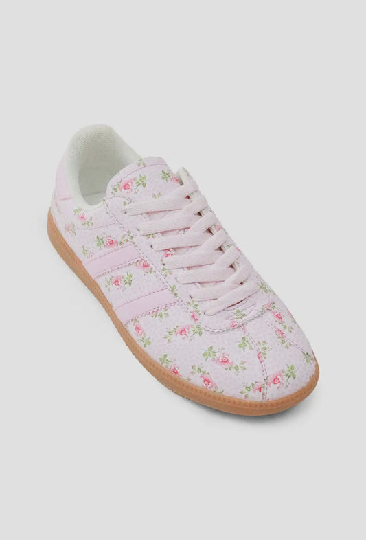 pink coquette floral sneakers